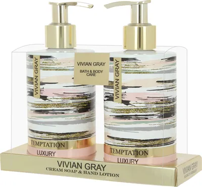 Produktbild von VIVIAN GRAY 1062 Handpflegeset Temptation Luxury, Schwertlilie, Vanille & Patschuli, gold (500 ml)