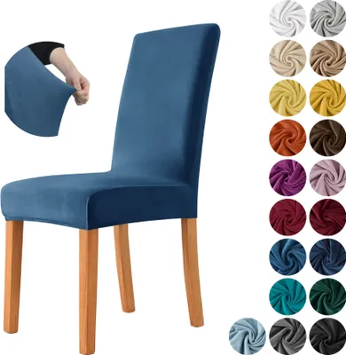 Produktbild von MEBLE ODNOWA, Stuhlhusse, Samt-Stuhlbezug, Standardgröße, Samt, Dunkelblau, Velours, Elastisch, Stuhlbezüge, Stuhlhussen, Maschinenwaschbar