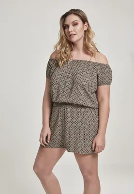 Zdjęcie produktu dla Dámský overal Urban Classics Ladies Off Shoulder Short Jumpsuit blackflower - XS