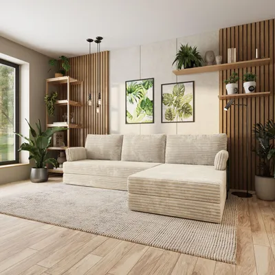 Produktbild von Masseno Ecksofa ANKO mit Metallgestell, Modulares Schlafsofa aus Schaumstoff, Klappbares Bodensofa, Schlaffunktion - Creme, TILIA 03