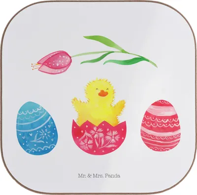 Produktbild von Mr. & Mrs. Panda Tischschoner Küken Schlüpfen - Weiß - Geschenk, Frohe Ostern, Ostergrüße, Untersetzer Tasse, Ei, Grüße, bieruntersetzer, Coaster, für Gläser