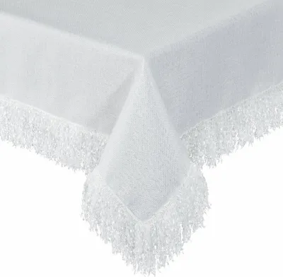 Produktbild von EUROFIRANY | Tischdecke - 140x220 cm - Weiß - Elegant - Mit Fransen - Pflegeleicht