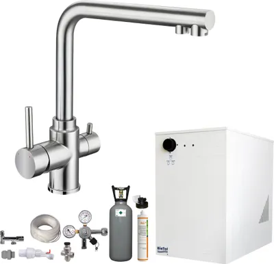 Produktbild von Tafelwassergerät BieTal® BT-30U Kühlung 3-Wege L Hahn Edelstahl Filter 6Kg CO2