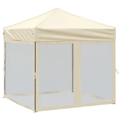 Produktbild von vidaXL Partyzelt Faltbar mit Seitenwänden Creme 2x2 m