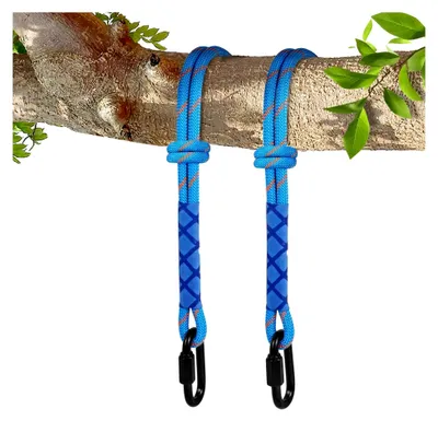 Produktbild von 2er Schaukelbefestigung, 1,5 m Hängemattenaufhängung mit Haken, Seil für Outdoor-Baumhängesessel, 200 kg, Blau
