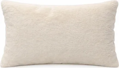 Produktbild von Dekokissen 30x50cm ohne Füllung Weiß PLÜSCH Bär Schlicht Kunstfell Sofakissen Kuschelkissen Flauschig Robust