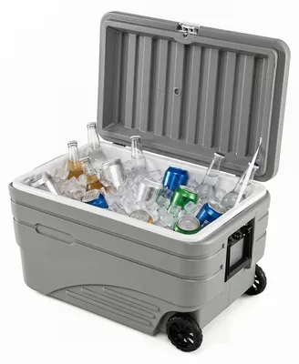 Produktbild von COSTWAY Kühlbox 98L tragbar, wetterfeste Isolierbox mit klappbarem Zuggriff & 2 leichtgängigen Rollen, Kühldauer bis zu 5-7 Tage, Eiskühler Outdoor