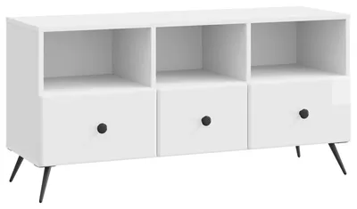 Image de Meuble TV Blanc brillant 102 x 34,5 x 50 cm Bois d'ingénierie