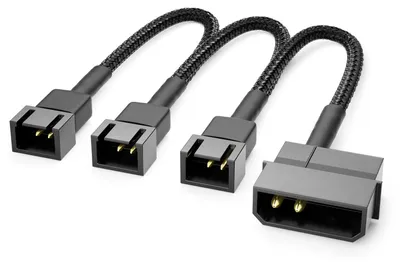 Produktbild von deleyCON 20cm 4-Pin Molex 12V auf 3x3-Pin Lüfterkabel - Schwarz