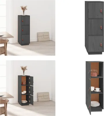 Produktbild von vidaXL Highboard Grau 34x40x108,5 cm Massivholz Kiefer - Highboard - Highboards - Sideboard - Schrank