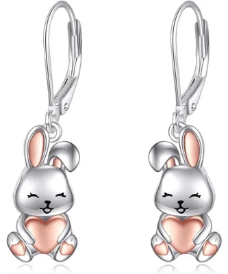 Immagine prodotto di Orecchini in argento sterling 925 con motivi di unicorno, bradipo, axolotl e coniglio, modello a leva, per donne e ragazze