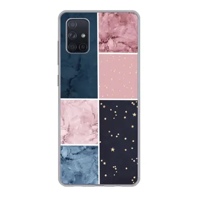 Produktbild von MuchoWow® Handyhülle Schutzhülle Hülle für Samsung Galaxy A71 Marmor - Rosa - Blau Silikon Softcase Handy Hülle - Kartenbesitzer