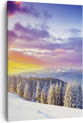 Produktbild von Bild auf Leinwand - Leinwandbild - Einteilig - Berge Schnee Winter - 50x70cm - Wand Bild - Wanddeko - Wandbilder - Leinwanddruck - Wanddekoration - Leinwand bilder - Wandbild - PA50x70-3605