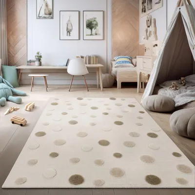 Produktbild von TT Home Kinderzimmer Teppich Modernes 3D-Design Weich Naturtöne Minimalistischer Pflegeleicht Loop Robust Größe 160x220 cm