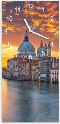Produktbild von Wanduhr aus Glas mit Motiv Venedig bei Sonnenuntergang- 30 x 60 cm - inkl. Aufhängesystem