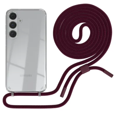 Produktbild von EAZY CASE Handykette für Samsung Galaxy S24 Plus, Clear Case aus Silikon, mit Umhängeband, abnehmbare Endstücke, Handyband in Rot
