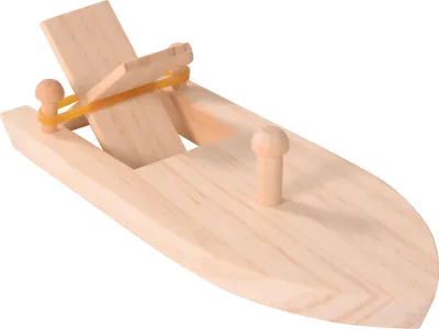 Produktbild von EDUPLAY 210276 Boot mit Gummiantrieb, 17 x 7,5 x 4 cm, natur