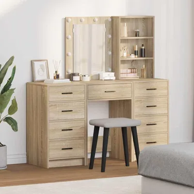 Produktbild von vidaXL Schminktisch 3 stk. Sonoma-Eiche 40 x 41 x 135 cm Holzwerkstoff