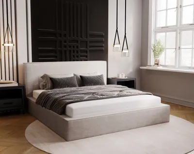 Obrázok produktu pre BESILIO Posteľ s rámom do spálne 180x200 Gloria - manželská posteľ - svetlosivá & Komodo 20