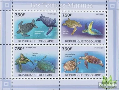 Produktbild von Briefmarken Togo 2011 Mi 3889-3892 Kleinbogen (kompl.Ausg.) postfrisch Meeresschildkröten