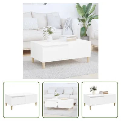 Produktbild von The Living Store Couchtisch Weiß 90x50x36,5 cm Holzwerkstoff