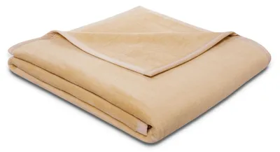 Produktbild von Biederlack Plaid mit Samtband-Einfassung Pure Baumwolle Farbe beige Größe 150 x 200