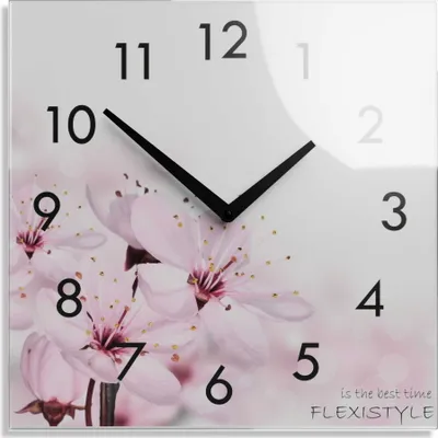 Produktbild von Wanduhr aus Glas  BLÜHENDE BLUMEN