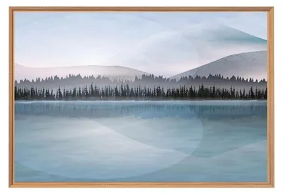 Image de Tableau mural encadré peinture d'un paysage 65x97 cm, Tableau mural moderne pour décoration intérieure