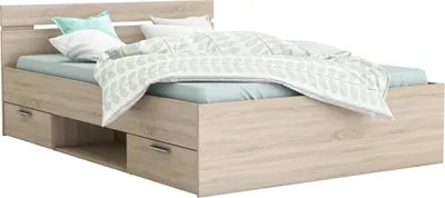 Image de Lit "Michigan" - 160 x 200 cm - Chêne brossé