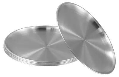 Obrázek produktu pro Plochý talíř, průměr 26 cm - Nerezová ocel 304 - Nerozbitný - Opakovaně použitelný - Vhodný do myčky - Ideální pro venkovní použití - Campingový talíř