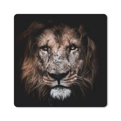 Produktbild von MuchoWow® Mauspad Mousepad Löwe - Tiere - Schwarz 20x20 cm - Mousepads - Maus Mat - Pad - Mausunterlage - Desk Mat - Bureauartikeln
