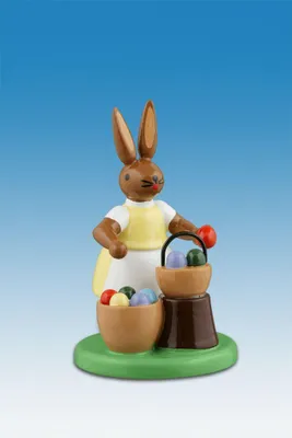 Produktbild von Osterdekoration Osterhase mit Eierkorb Höhe 7,5cm NEU