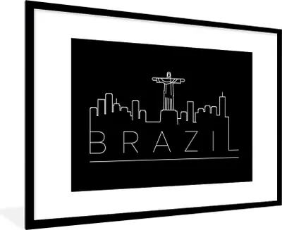 Produktbild von MuchoWow® MuchoWow® Gerahmtes Poster Stadtbild "Brasilien" auf schwarzem Hintergrund 90x60 cm - Poster mit zchwarzem Bilderrahmen - Wanddekoration - Fotos