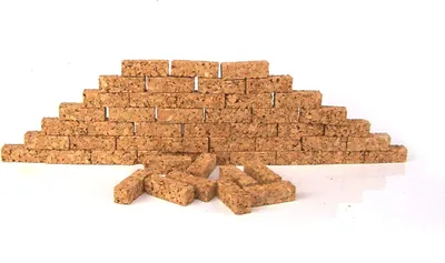 Produktbild von 50 St. Miniatur Ziegel aus Kork, Krippenbau, Puppenstube, 1x1x3 cm