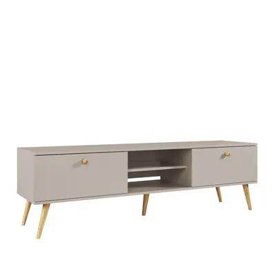 Produktbild von TV Lowboard 170 cm Kaschmir mit Schubladen Holzbeine Boho Skandi TV Schrank modern