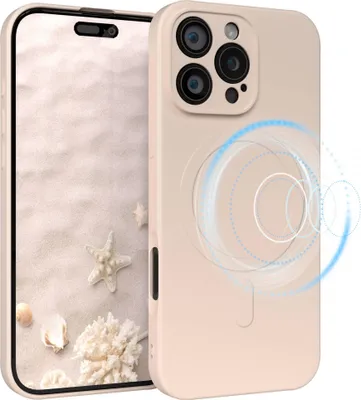 Produktbild von EAZY CASE - Silikonhülle magnetisch für Apple iPhone 16 Pro Max, Hülle Silikon, weich stoßfeste Magnet Handyhülle, Schutzhülle mit Kameraschutz, TPU Bumper in Natur