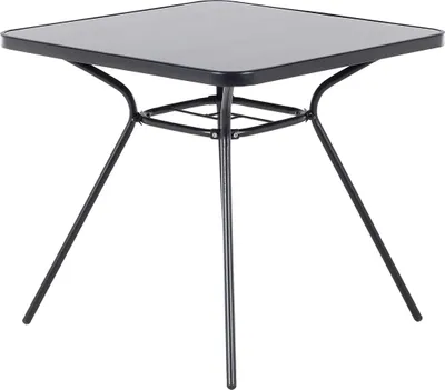 Produktbild von BELIANI Stół ogrodowy czarny 80 x 80 cm czteroosobowy metalowy styl industrialny balkon blat hartowane szkło