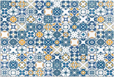 Produktbild von Gemusterte Fliesen buntes Mosaik – Vinylteppich – 150x225 cm – Outdoor Teppich – Terrasse – Wetterfest – Modern