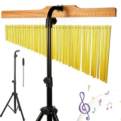 Windspiel-Set, 36 Aluminiumstäbe, klappbarer Ständer 72–115 cm