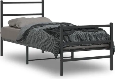 Produktbild von Design Bettgestell mit Kopf- und Fußteil Metall Schwarz 80x200 cm, Klassische Betten 2024 Neu