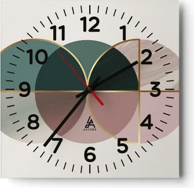 Produktbild von Wanduhr - Quadrat - Glasuhr - Abstraktion Räder Minimalismus - 30x30cm - Schleichendes Uhrwerk - Lautlos - zum Aufhängen bereit - Dekoration Modern - Wanddekoration aus Glas - C4AC30x30-4399