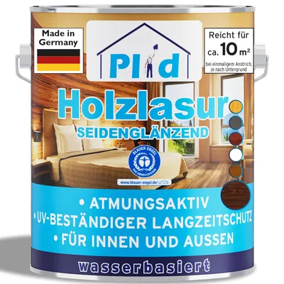 Produktbild von Plid Holzlasur Innen & Aussen Palisander 0,75L - Holzschutzlasur Außen mit UV beständigem Langzeitschutz - Grundierung Holz Außen - Holzschutzgel