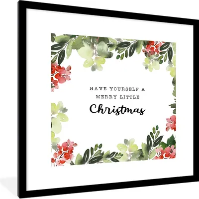 Produktbild von MuchoWow® Gerahmtes Poster Weihnachten - Zitat - Aquarell 40x40 cm - Poster mit Schwarzem Bilderrahmen Wandposter Rahmen Foto Bilder - Poster - Plakat im Rahmen
