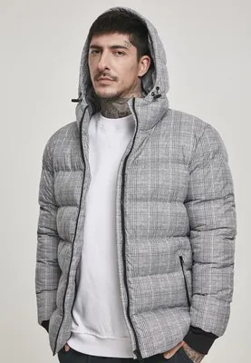 Immagine prodotto di Urban Classics - Giacca invernale con cappuccio check puffer grigio - S