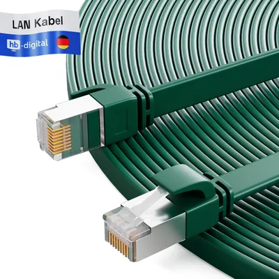 Produktbild von hb-digital LAN Kabel Cat7 Patch Kabel 3m Flachkabel RJ45 Netzwerkkabel cat 7 Kupfer bis zu 10 Gbit/s U/FTP PVC grün