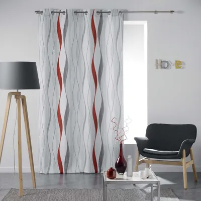 Produktbild von Retro Flächen Muster Vorhang 140x260 Vorhänge Schal Schlafzimmer blickdicht grau