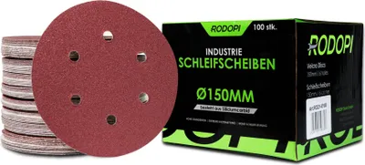 Produktbild von RODOPI 100x Industrie Schleifscheiben Schleifen Ø150mm 6-Loch 240 Körnungen