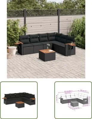 Produktbild von The Living Store 7-tlg. Garten-Sofagarnitur mit Kissen Schwarz Poly Rattan