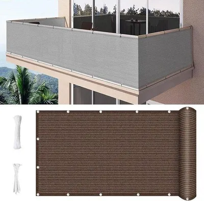 Produktbild von Balkon-Sonnenschutzvorhang - HDPE-Schattenrollo - 110 x 250 cm - Kaffeebraun