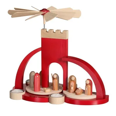 Produktbild von Bogenpyramide Christi Geburt rot BxHxT 33x29x18,5cm